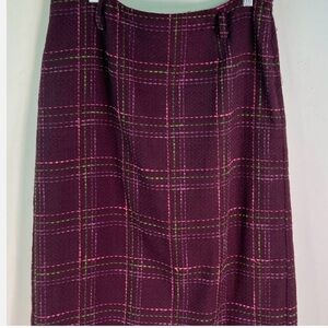 Vintage Tweed Maroon Purple Pencil Skirt